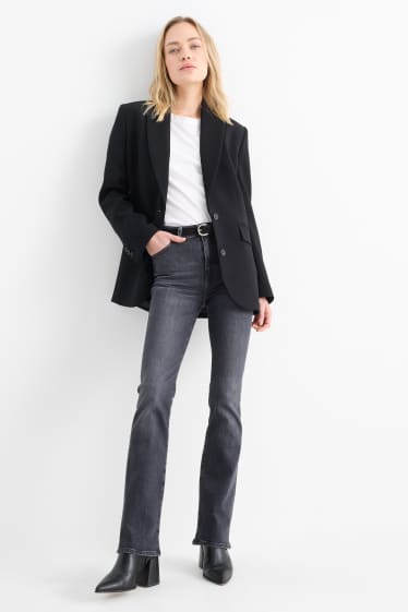 Dámské - Bootcut jeans s páskem - mid waist - džíny - tmavošedé