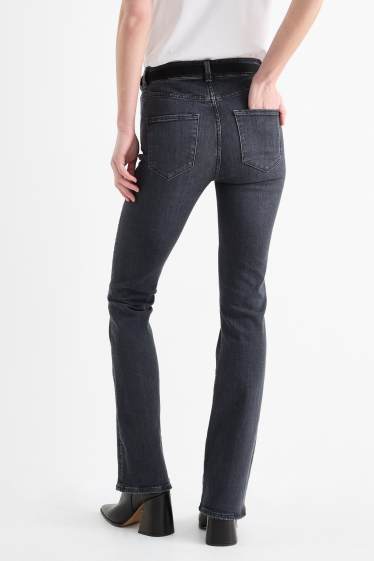 Dámské - Bootcut jeans s páskem - mid waist - džíny - tmavošedé