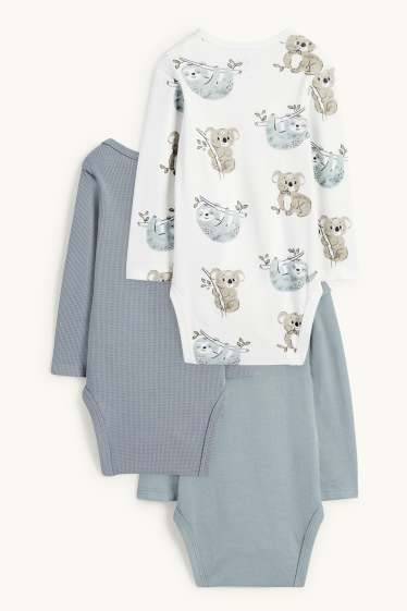 Baby: jongens - Set van 3 - luiaard en koalabeer - rompertje - blauw
