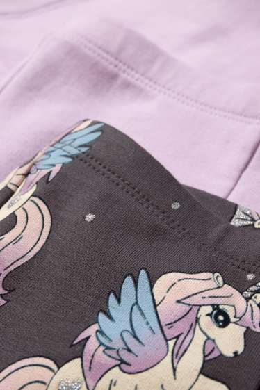 Enfants filles - Lot de 2 - licorne - leggings doublés de coupe évasée - gris foncé