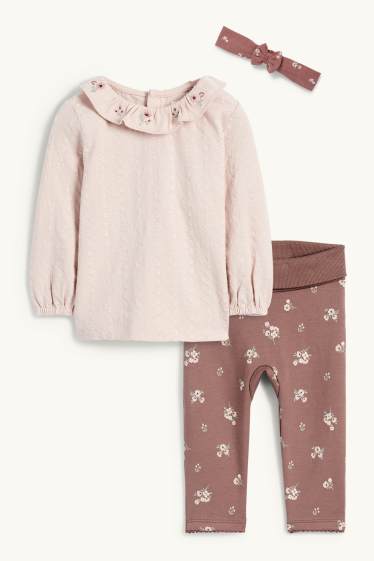 Neonate - Fiorellini - completo per neonate - 3 pezzi - rosa
