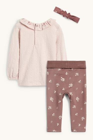 Neonate - Fiorellini - completo per neonate - 3 pezzi - rosa