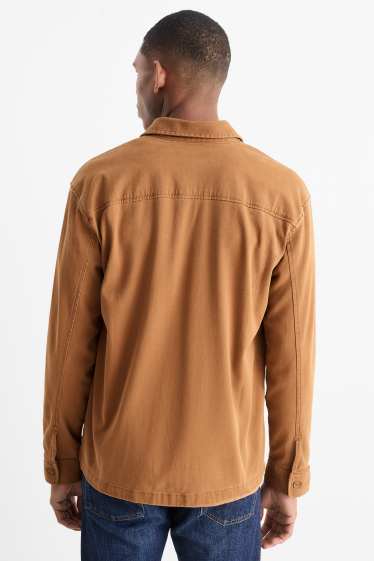 Pánské - Košile - regular fit - kent - hnědá