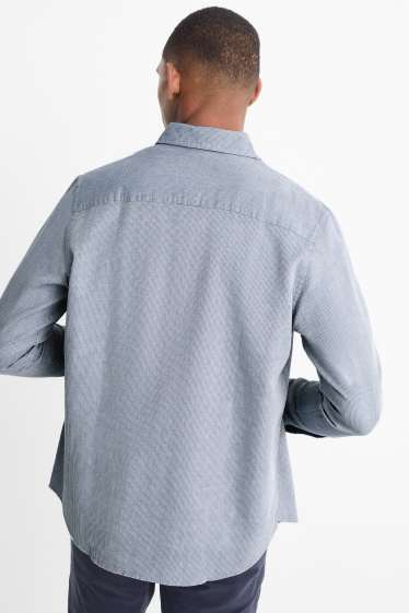 Herren - Hemd - Regular Fit - Kent - strukturiert - blau