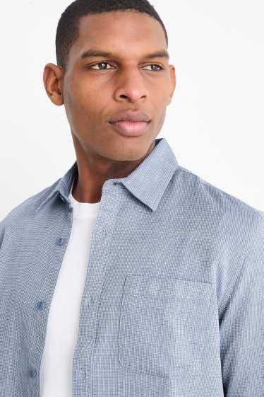 Herren - Hemd - Regular Fit - Kent - strukturiert - blau