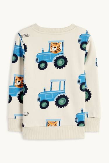 Kinderen: jongens - Tractor en tijger - sweatshirt - licht beige