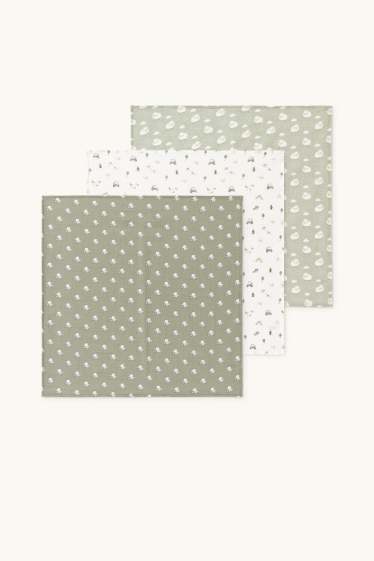 Baby Boys - Multipack of 3 - tractor and sheep - baby muslin square - gray