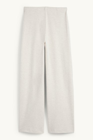 Women - Knitted trousers - mid-rise waist - regular fit - light beige