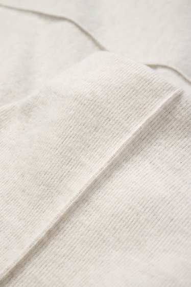 Women - Knitted trousers - mid-rise waist - regular fit - light beige