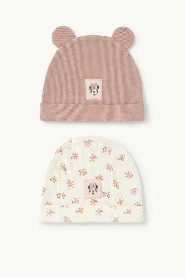 Baby Girls - Multipack of 2 - Minnie Mouse - baby beanie - ribbed - beige