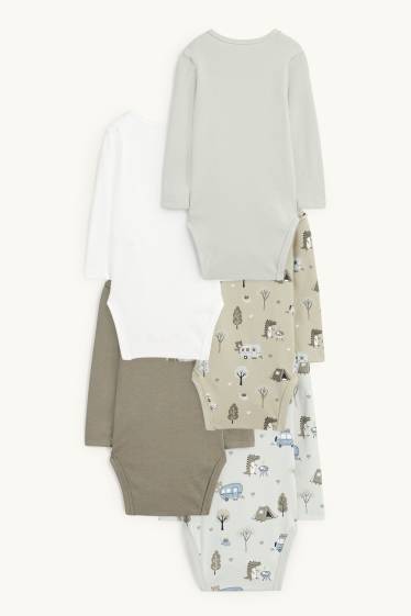 Bébés garçons - Lot de 5 - camping et crocodile - bodys bébé - blanc