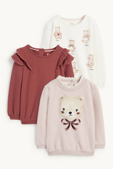 Bebés niñas - Pack de 3 - ositos - sudaderas para bebé - rosa