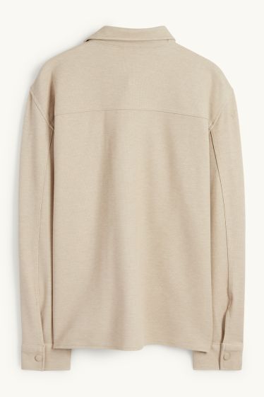 Hommes - Veste-chemise - relaxed fit - col kent - texturée - beige clair