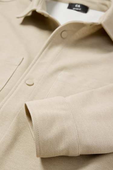 Hommes - Veste-chemise - relaxed fit - col kent - texturée - beige clair