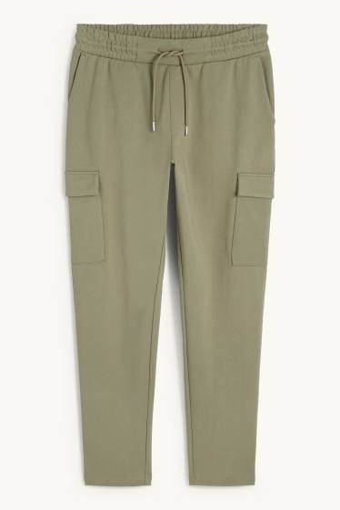 Pánské - Teplákové cargo kalhoty - khaki