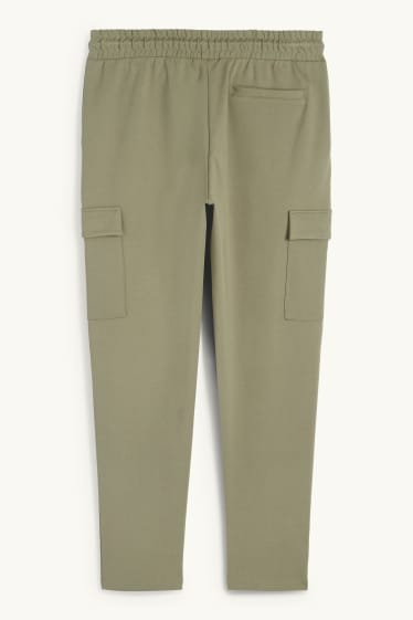 Pánské - Teplákové cargo kalhoty - khaki