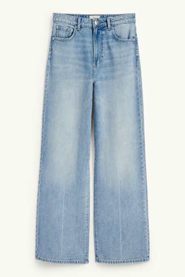 Dames - Wide leg jeans - high waist - jeanslichtblauw