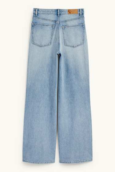 Dames - Wide leg jeans - high waist - jeanslichtblauw