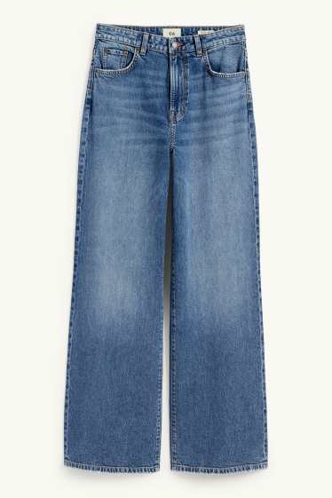 Damen - Wide Leg Jeans - High Waist - jeansblau