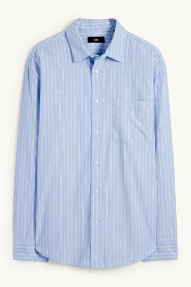 Herren - Hemd - Loose Fit - Kent - gestreift - hellblau