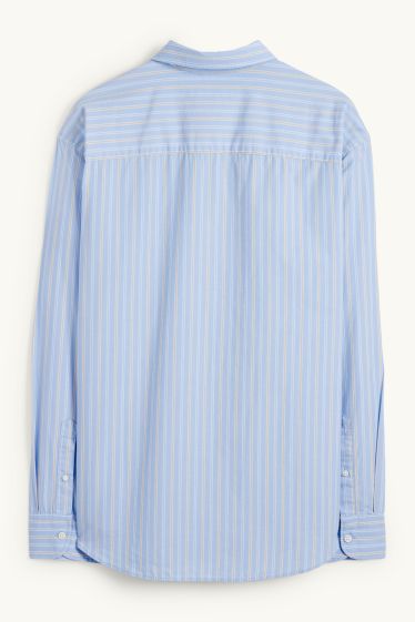 Herren - Hemd - Loose Fit - Kent - gestreift - hellblau