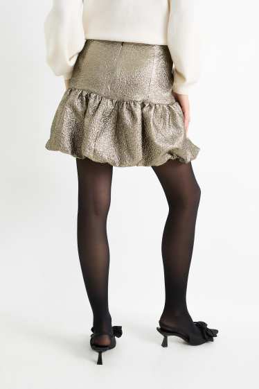 Damen - Minirock - glänzend - messing