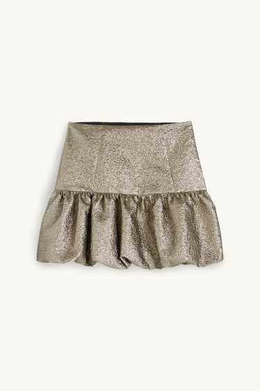 Damen - Minirock - glänzend - messing