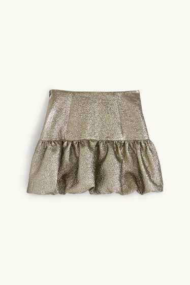 Damen - Minirock - glänzend - messing