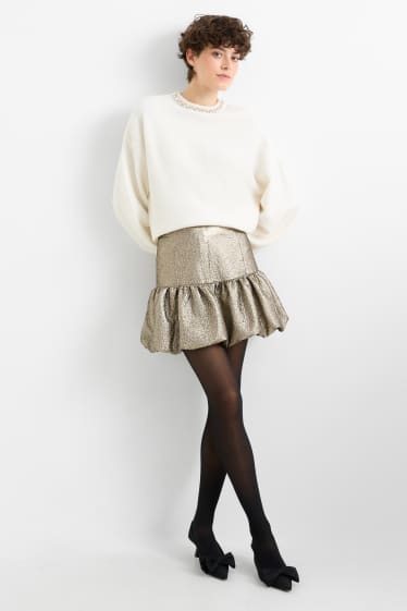 Damen - Minirock - glänzend - messing