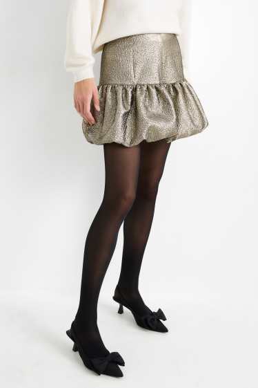 Damen - Minirock - glänzend - messing