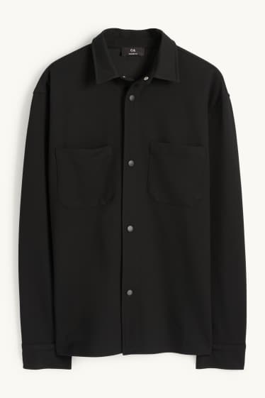 Hommes - Veste-chemise - relaxed fit - col kent - texturée - noir