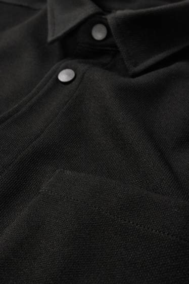 Hommes - Veste-chemise - relaxed fit - col kent - texturée - noir