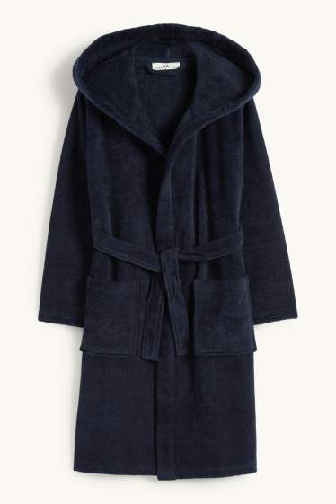Children Boys - Terry cloth bathrobe with hood - dark blue