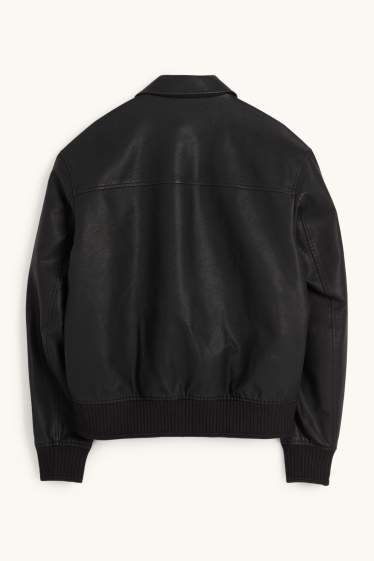 Home - Caçadora biker - pell sintètica - negre