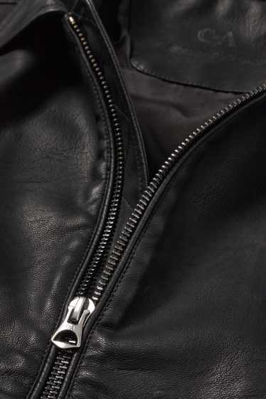 Home - Caçadora biker - pell sintètica - negre