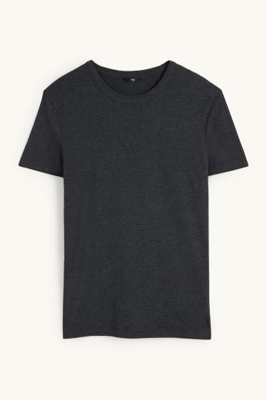 Uomo - T-shirt - slim fit - a coste fini - grigio scuro