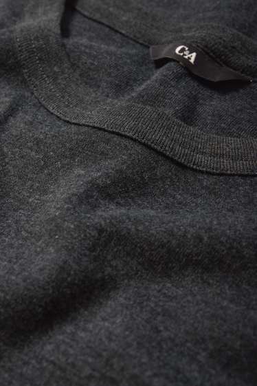 Uomo - T-shirt - slim fit - a coste fini - grigio scuro