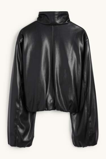 Damen - Jacke - Lederimitat - schwarz