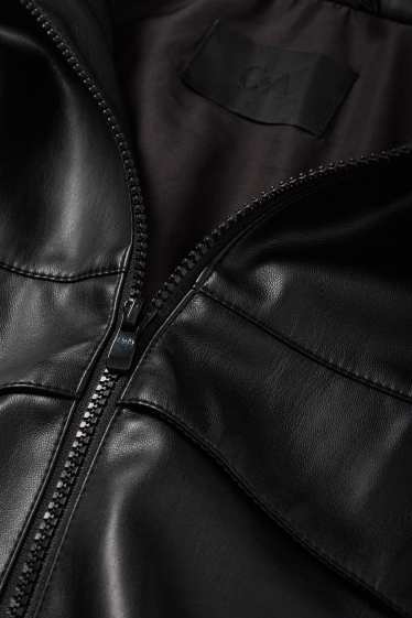 Damen - Jacke - Lederimitat - schwarz