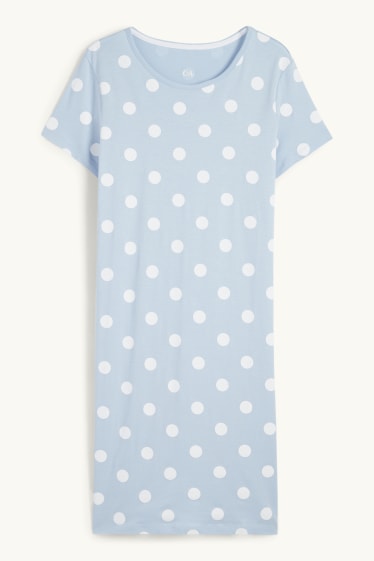 Femmes - Chemise de nuit - à pois - bleu clair