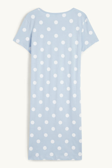 Femmes - Chemise de nuit - à pois - bleu clair