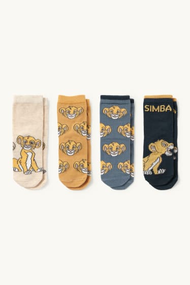 Baby Boys - Multipack of 4 - The Lion King - socks with motif - yellow