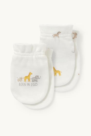 Unisex - Multipack of 2 - wild animals - scratch mittens - white