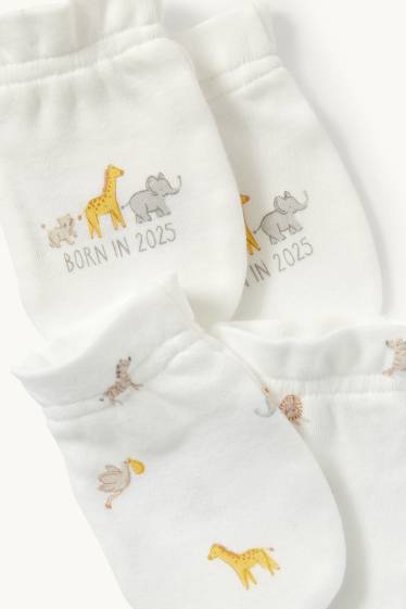 Unisex - Multipack of 2 - wild animals - scratch mittens - white