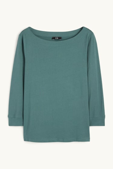 Donna - Maglia a maniche lunghe basic - verde scuro