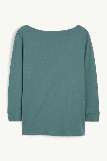 Donna - Maglia a maniche lunghe basic - verde scuro