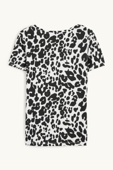 Femmes - T-shirt - imprimé léopard - blanc / noir