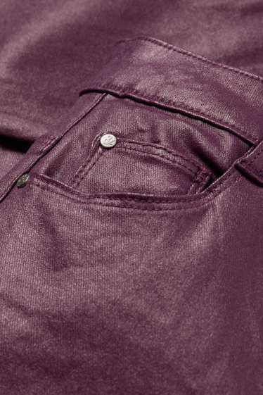 Women - Trousers - high waist - skinny fit - shiny - purple
