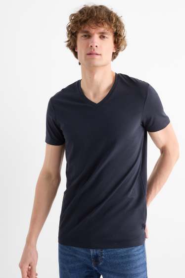 Heren - T-shirt - slim fit - Flex - donkerblauw