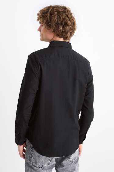 Herren - Hemd - Regular Fit - Button-down - schwarz